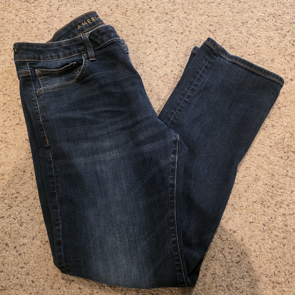 American Eagle Outfitters Dark Blue Straight Jeans Sz 36x34
